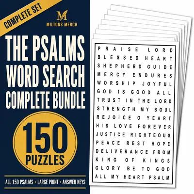Psalms Word Search PDF Bundle, All 150 Psalms, Large Print Printable