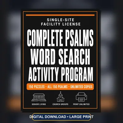 Psalms Word Search Facility License, 150 Large Print Puzzles, PDF