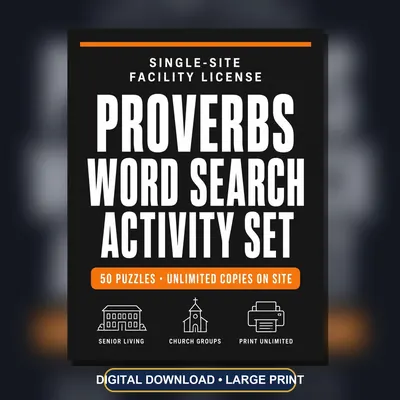 Proverbs Word Search Facility License, 50 Large Print Puzzles, PDF