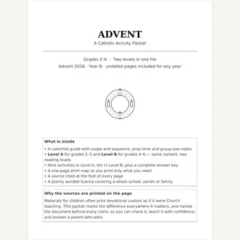 Advent Catholic Activity Packet Grades 2-6 | Advent Wreath & Gaudete Sunday