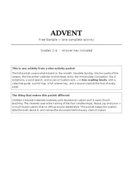 FREE Gaudete Sunday Activity | Catholic Advent Printable Grades 2-6