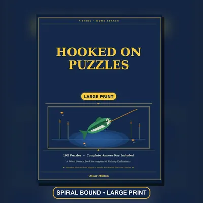 Fishing Word Search Book, Large Print, Spiral Bound, 100 Puzzles, Angler Gift