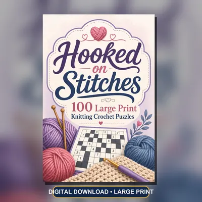Knitting and Crochet Word Search PDF, 100 Large Print Puzzles, Printable