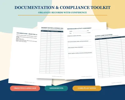 Activity Documentation Forms, Fillable PDF, Care Plan Notes for Nursing Homes