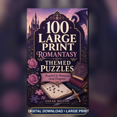 Romantasy Puzzle Book PDF, 100 Dragon Word Searches and Word Games, Printable