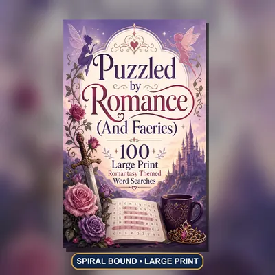 Romantasy Word Search Book, Spiral Bound, 100 Faerie Fantasy Romance Puzzles