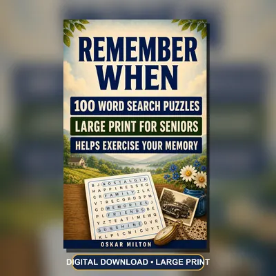 Extra Large Print Word Search PDF for Seniors, 50 Nostalgia Puzzles
