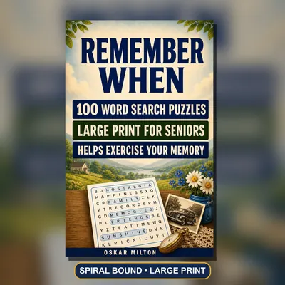 Extra Large Print Word Search Book for Seniors, Spiral Bound, 50 Nostalgia Puzzles