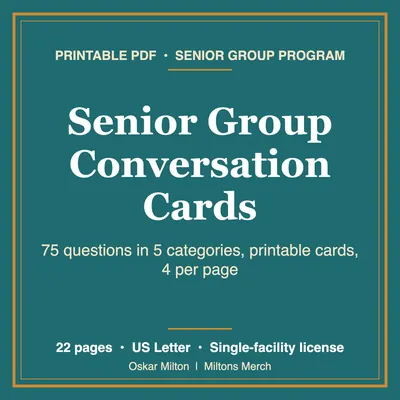 Conversation Cards for Seniors, 75 Printable Discussion Questions