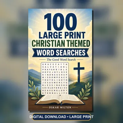 Christian Word Search PDF, 100 Large Print Bible Puzzles, Printable