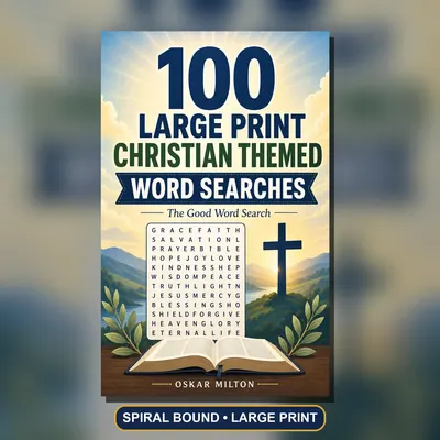 Christian Word Search Book, Large Print, Spiral Bound, 100 Bible Puzzles
