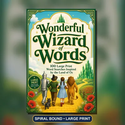 Wizard of Oz Word Search Book, Large Print, Spiral Bound, 100 Puzzles